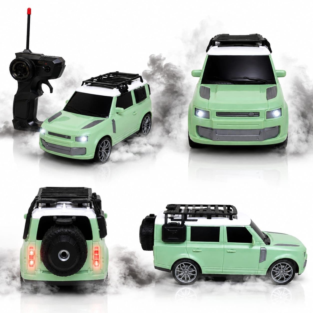 RC Defender Remote Control Car for Kids | 2.4GHz Rechargeable Off-Road SUV Toy Car with LED Lights, Full Function Control, High-Speed Racing Vehicle for Boys & Girls Age 3+ (Green)