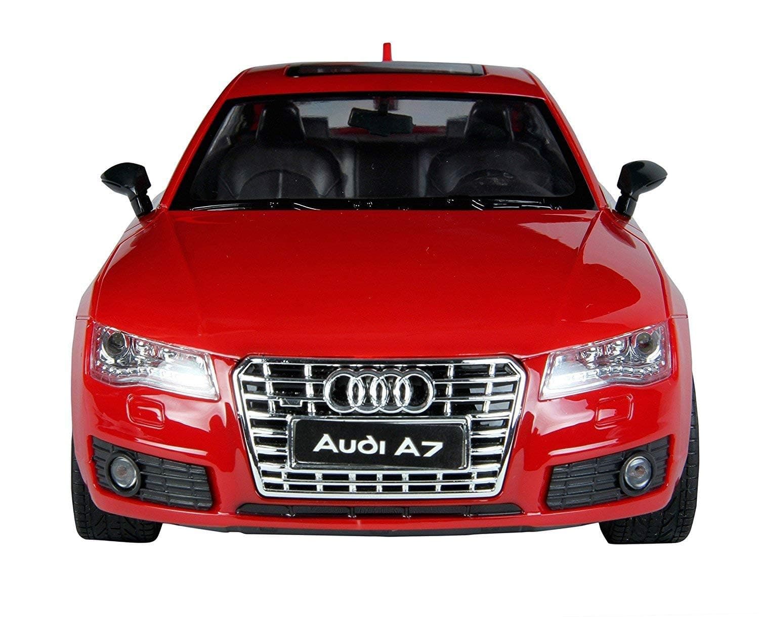 Racer Worlds Audi A7 1:16 Scale Remote Control Car, Black Racing Toy with USB Charger and Controller, Diecast Model with Realistic Exteriors and Interiors, 31cm Length