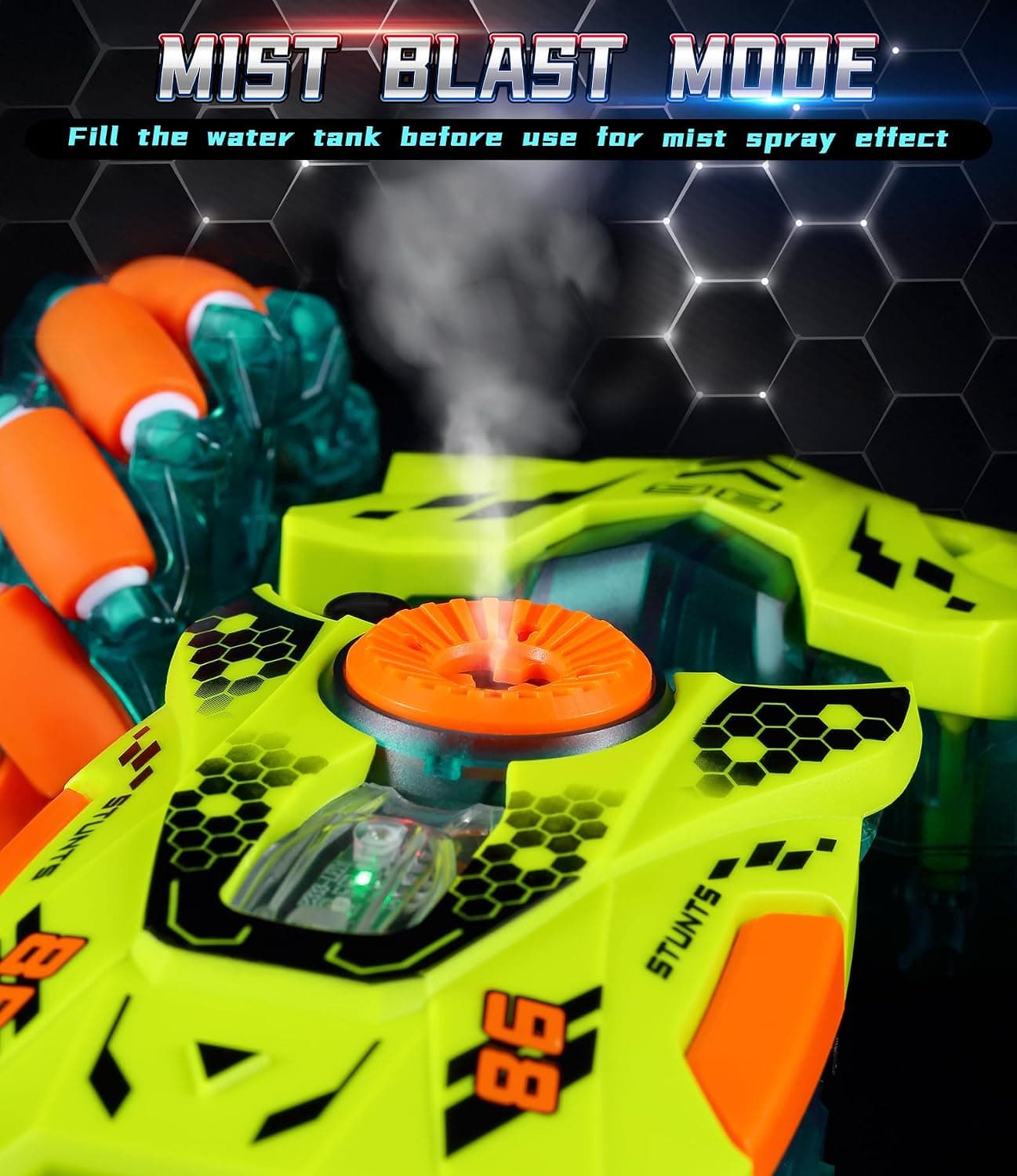 A ALPHA Remote Controlled Children's Car with Remote Control, 4WD 360° Rotation Off-Road RC Stunt Car with LED Light, 2.4GHz Car with Remote Control from 4 5 6 7 8 9 10+ Years