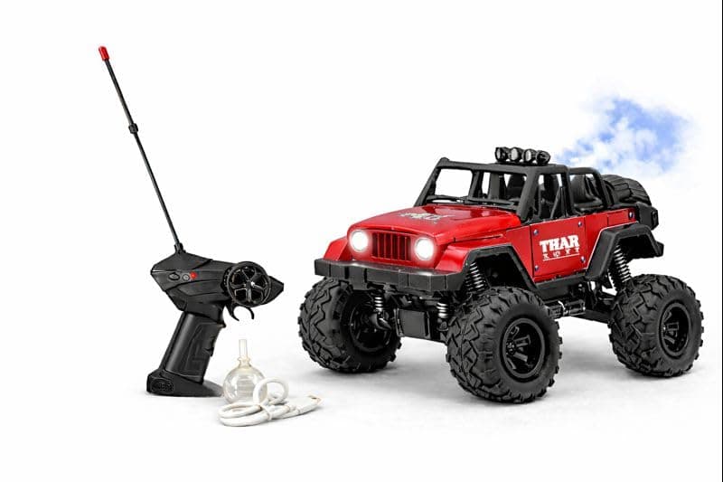 Thar Roxx Remote Control Car 1:12 Scale with Mist Spray, LED Lights, Music, 45° Climbing, Type-C Rechargeable Off-Road RC Monster Jeep Toy 4x4 (Red)