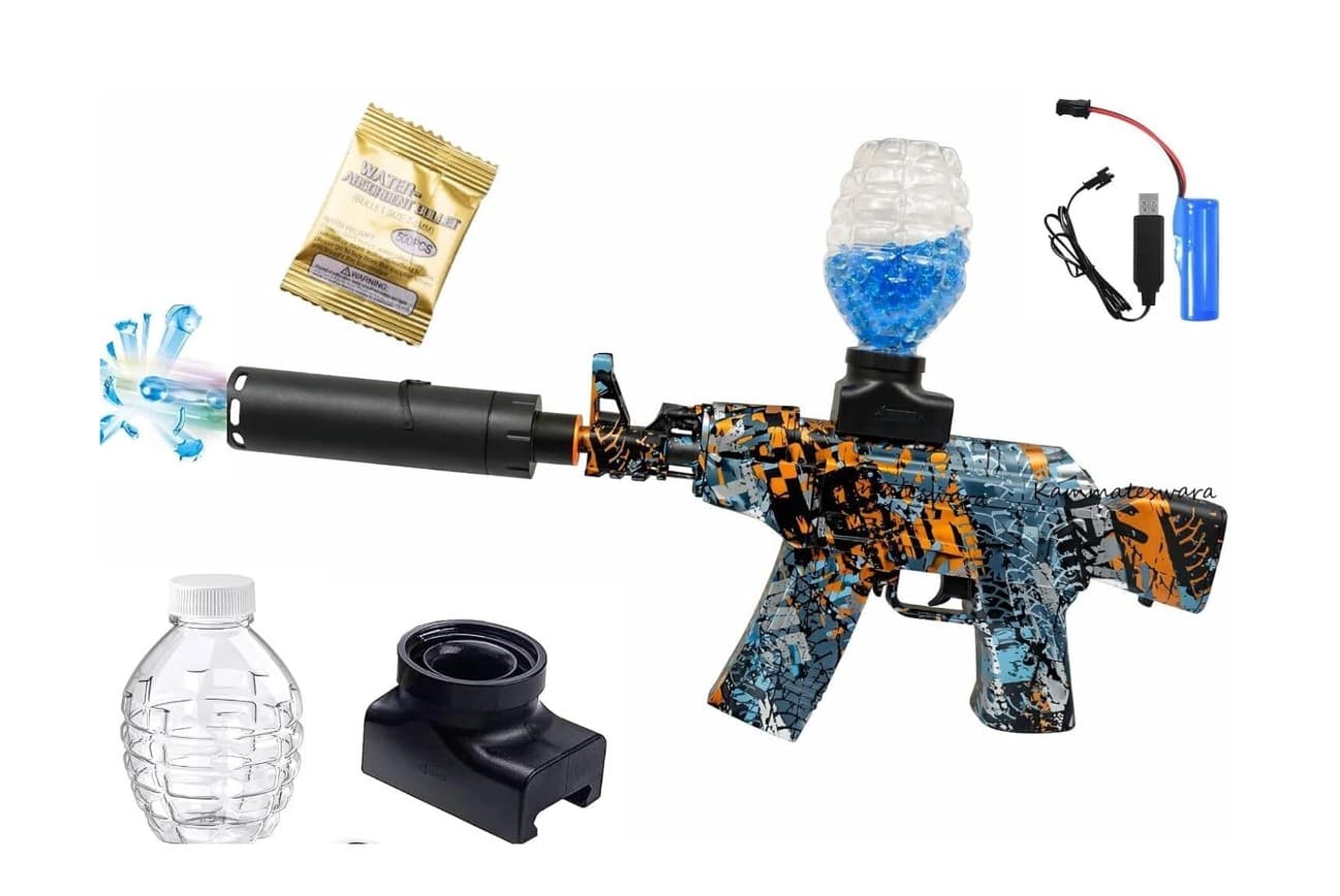 Automatic Gel Blaster Gun with Smoke and Light Silencer High Speed Gun Upto 50 Feet Range | Toy Gun for Kids