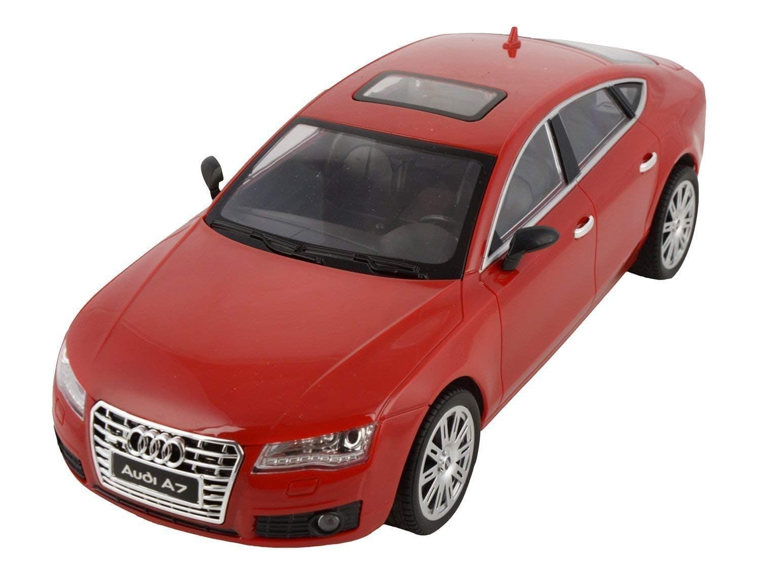 Racer Worlds Audi A7 1:16 Scale Remote Control Car, Black Racing Toy with USB Charger and Controller, Diecast Model with Realistic Exteriors and Interiors, 31cm Length