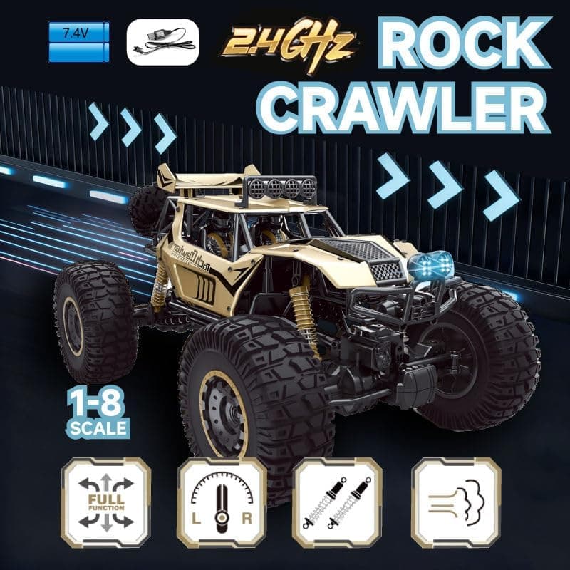 Remote Control Spraying Off-Road Rock Crawler Car – 4x4 RC Spray Car with LED Lights, Shockproof Suspension & 27MHz Remote | Off-Road Toy Car for Kids (6+)