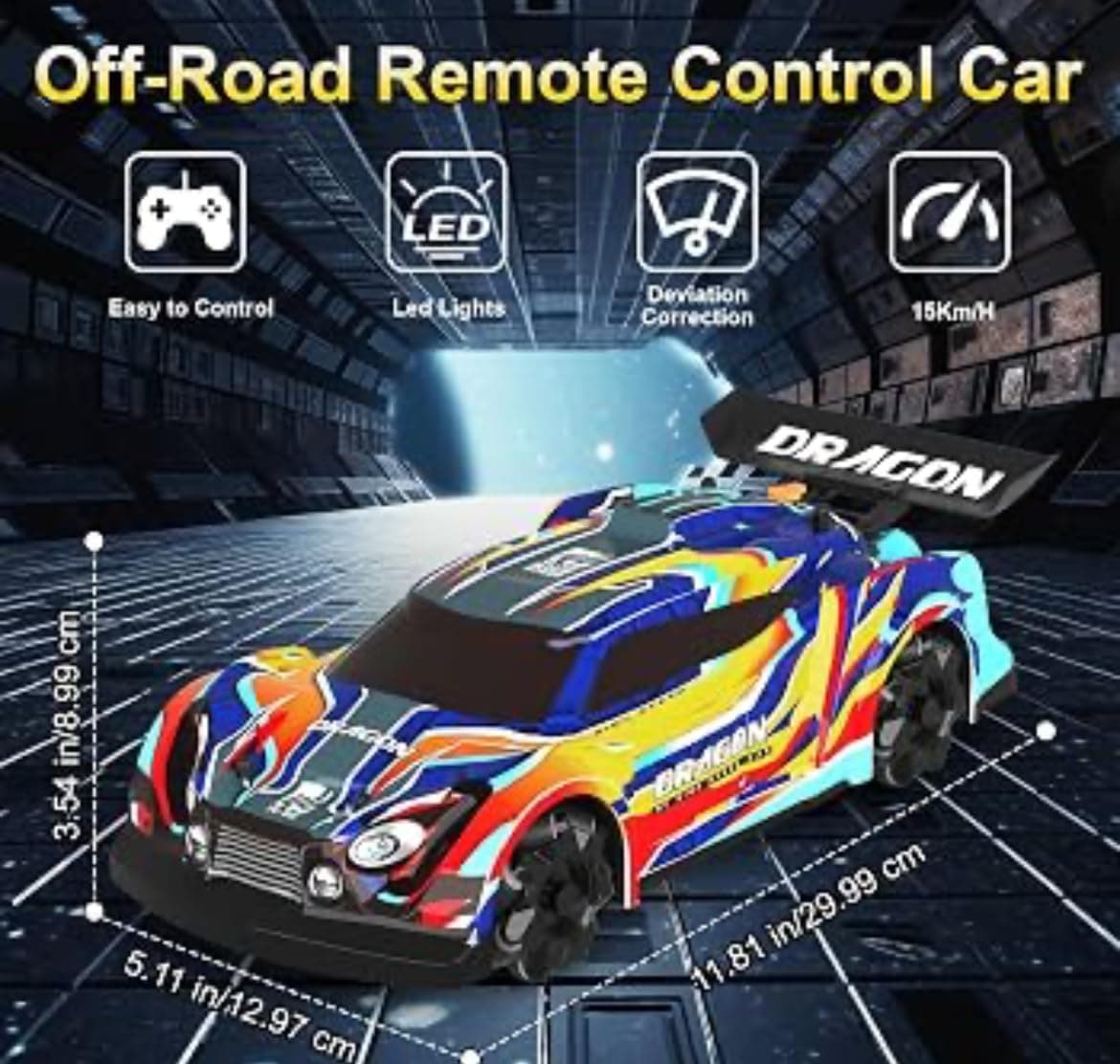 Dragon RC Drift Car with LED Lights & Mist Spray | 2.4GHz Remote-Controlled Stunt Vehicle | 360° Drifting & Spinning Action | Interactive Racing Toy for Kids Ages 3+