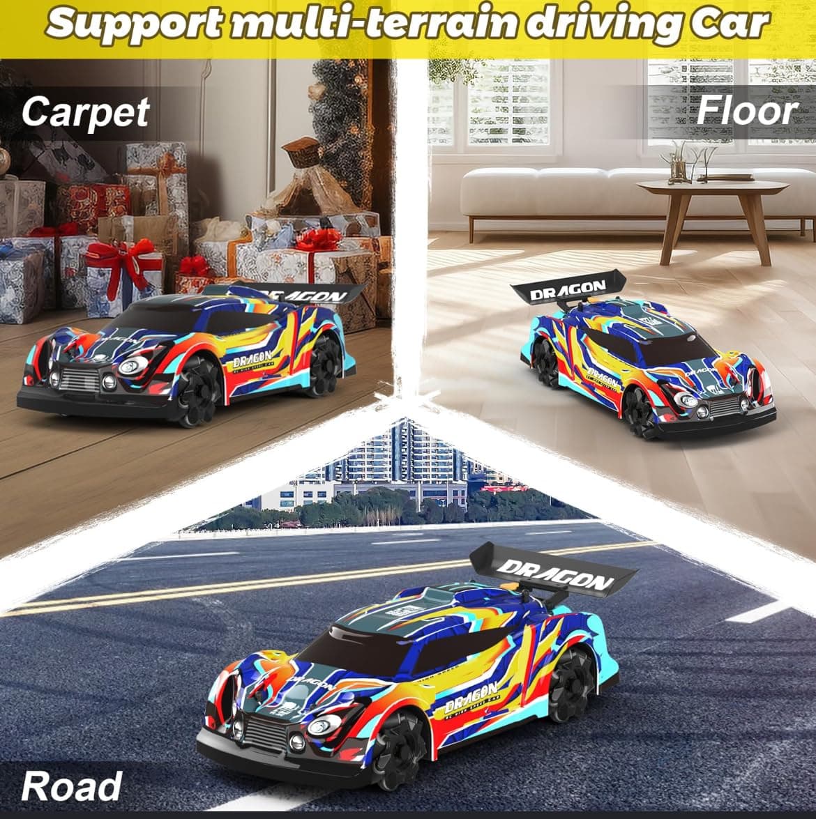 Dragon RC Drift Car with LED Lights & Mist Spray | 2.4GHz Remote-Controlled Stunt Vehicle | 360° Drifting & Spinning Action | Interactive Racing Toy for Kids Ages 3+