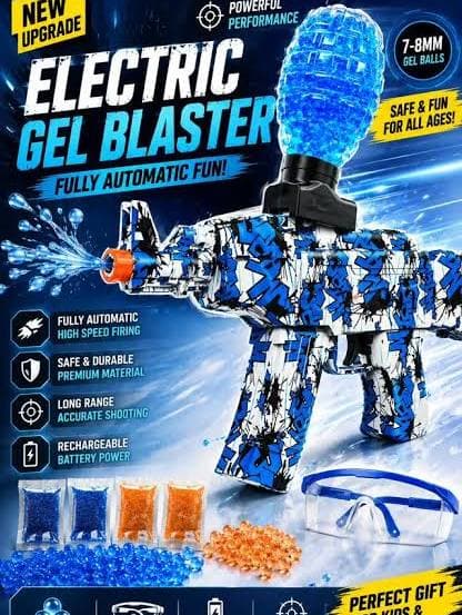 Automatic Gel Blaster Gun with Smoke and Light Silencer High Speed Gun Upto 50 Feet Range | Toy Gun for Kids